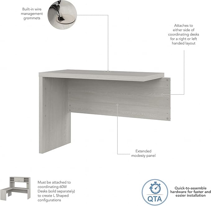 Bush Business Furniture Echo Desk Return/Bridge, Gray Sand - LeafyLoom