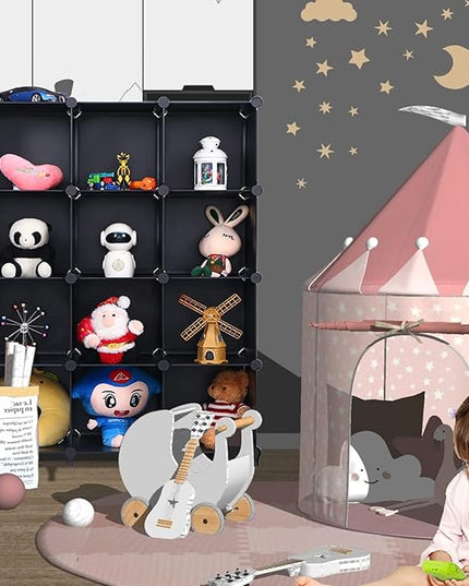 ANWBROAD Cube Storage Organizer 12-Cube DIY Closet Storage Cabinet Book Shelf Kids Organizers and Storage for Bedroom Closet Organizer Cubby Shelving Plastic Office Living Room Black ULCS012B - LeafyLoom