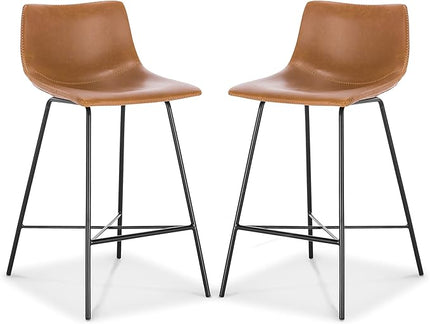 POLY & BARK Paxton 24” Counter Stool in Tan, Set of 2 - LeafyLoom