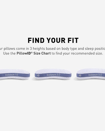 Bedgear Balance Cuddle Curve Performance Pillow - Size 1.0 - Moisture-Wicking Pillow for Side Sleepers - Medium Firmness Bed Pillow- Hypoallergenic, Washable Removable Cover - 20" W x 26" L x 5.25" H - LeafyLoom
