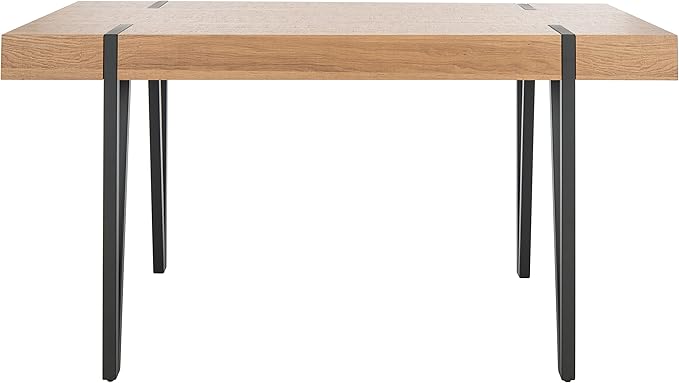 SAFAVIEH Home Collection Alyssa Mid-Century Rustic Industrial Brown Dining Room Table DTB7000D, 0, Natural/Black - LeafyLoom