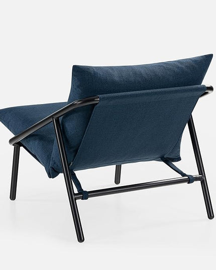ZINUS Ada Sling Accent Chair, Metal Framed Armchair with Shredded Foam Cushioning, Navy - LeafyLoom