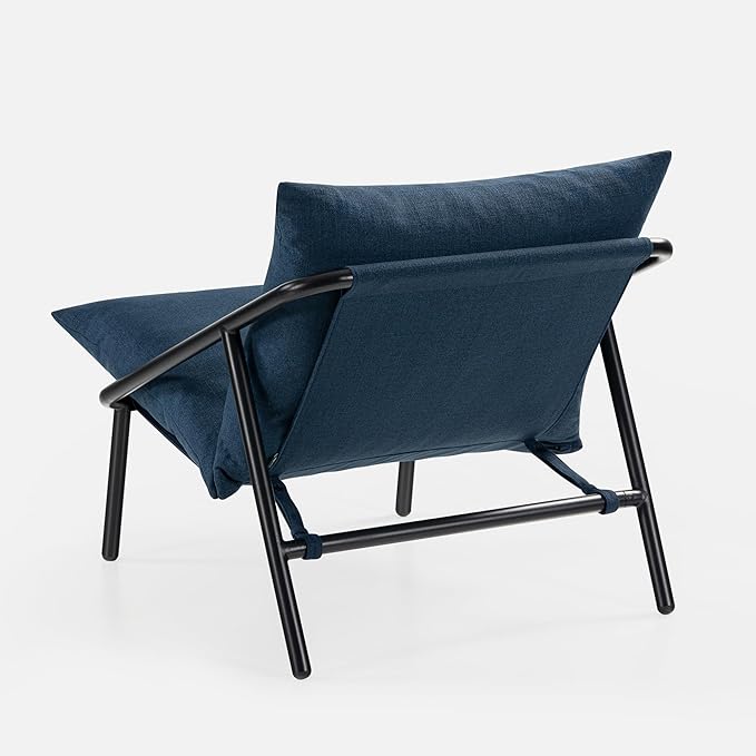 ZINUS Ada Sling Accent Chair, Metal Framed Armchair with Shredded Foam Cushioning, Navy - LeafyLoom