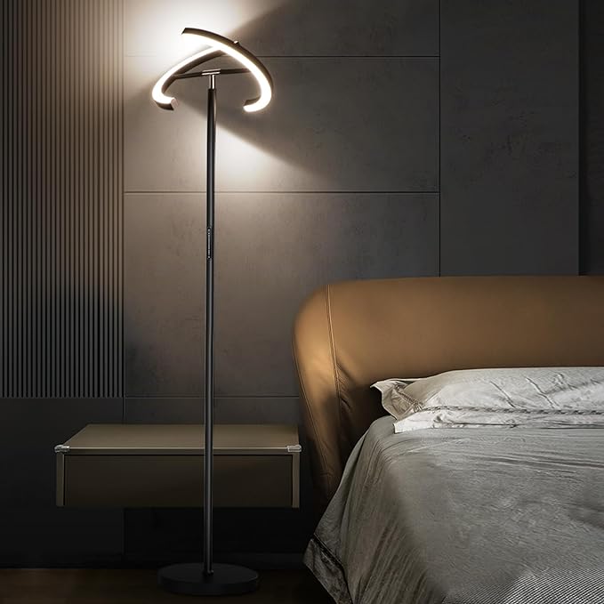 Floor Lamps for Living Room,SIBRILLE Modern Stepless Dimmable Standing Lamp 3000-6000K,20W LED Rotatable Reading Light,Touch&Remote Control Uplighter Floor Lamp for Living Room Bedroom Office - LeafyLoom