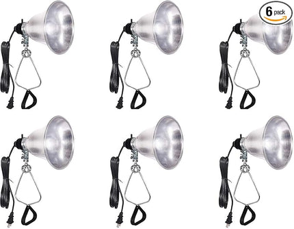 Simple Deluxe HIWKLTCLAMPLIGHTSX6 6-Pack Clamp Lamp Light with 5.5 Inch Aluminum Reflector up to 60 Watt E26/E27 Socket (no Bulb Included) 6 Feet 18/2 SPT-2 Cord, 6 Pack - LeafyLoom