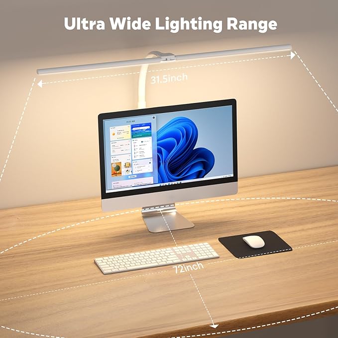 LED Desk Lamp for Home Office, Remote Control LED Desk Light with Color Changing Dimmable Computer lamp with Flexible Gooseneck, 24W, Double Head, White - LeafyLoom