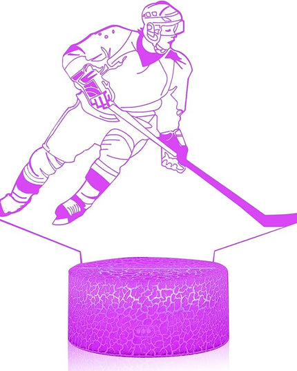 Teenager christmas gifts xmas gift 3D Illusion Hockey Night Light Lamp 16 Color Change Touch White Crack Base with Remote Control Birthday Gift for Boys and Girls Hockey lover - LeafyLoom