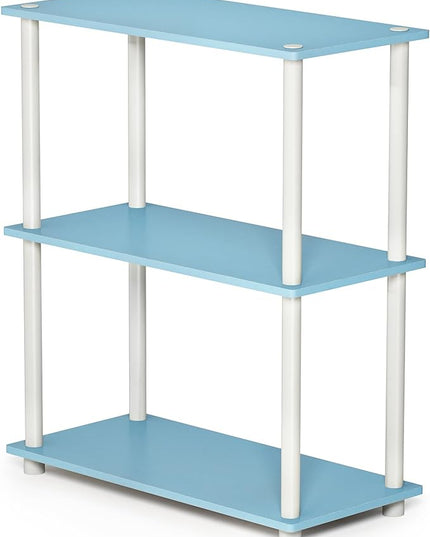 Furinno Turn-N-Tube 3-Tier Compact Multipurpose Shelf Display Rack, Light Blue/White - LeafyLoom