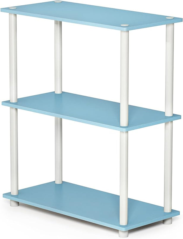 Furinno Turn-N-Tube 3-Tier Compact Multipurpose Shelf Display Rack, Light Blue/White - LeafyLoom
