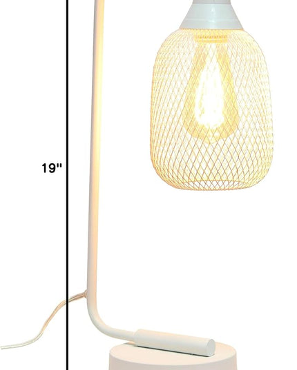 Elegant Designs LD1060-WHT Mesh Wire Table Lamp, Matte White - LeafyLoom