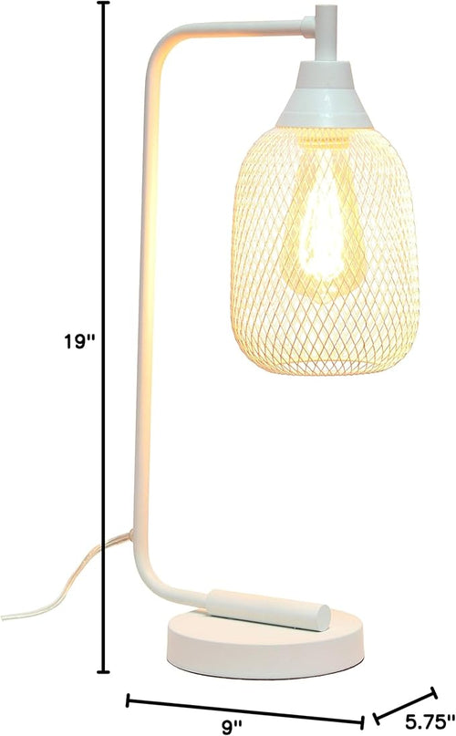 Elegant Designs LD1060-WHT Mesh Wire Table Lamp, Matte White - LeafyLoom