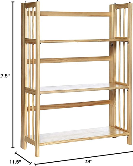 Casual Home 3-Shelf Folding Stackable Bookcase (27.5" Wide)-Natural - LeafyLoom