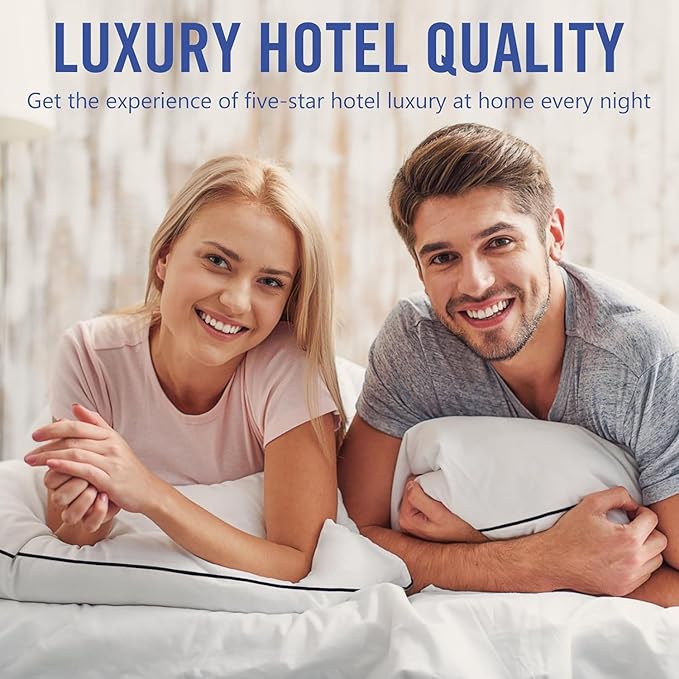 Hotel Collection Bed Pillows for Sleeping 4 Pack Standard Size Cooling Pillows Set of 4 for Back, Stomach or Side Sleepers, Super Soft Down Alternative Microfiber Filled Pillows - LeafyLoom