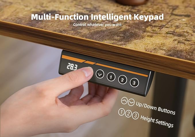 Electric Standing Desk, Adjustable Height Stand up Desk, 63x24 Inches Sit Stand Home Office Desk with Splice Board,Rustic Brown Top - LeafyLoom