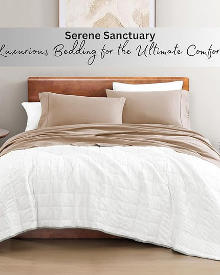 LANE LINEN 100% Organic Cotton Sheets Set Pure Long- Staple Percale Weave - Bedding for Bed Fits Mattress Upto 15" Deep Pocket (Queen Taupe) - LeafyLoom