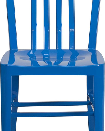 Flash Furniture Gael Commercial Grade 2 Pack Blue Metal Indoor-Outdoor Chair - LeafyLoom