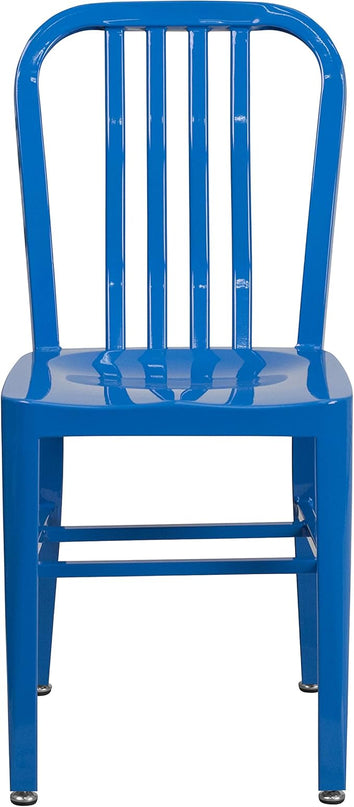 Flash Furniture Gael Commercial Grade 2 Pack Blue Metal Indoor-Outdoor Chair - LeafyLoom