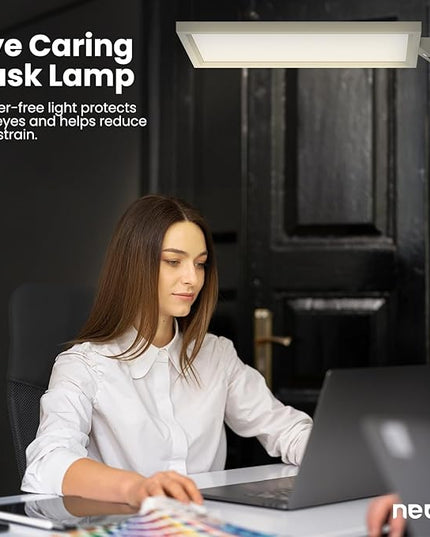 Neatfi 7000 High-Lumens Premium LED Desk Lamp - Touch Controlled, Clamp-on, UltraBright, 4000K Color Temperature, 70W Dimmable Light, Adjustable Head for Home Office and Study (25 Inches, Gray) - LeafyLoom
