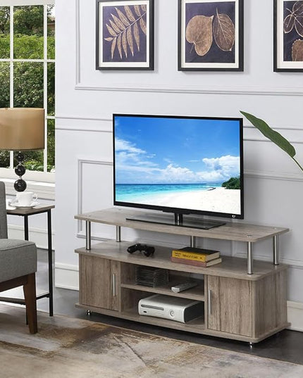 Convenience Concepts Designs2Go Monterey TV Stand with Cabinets and Shelves Home_Furniture_and_Decor, Sandstone - LeafyLoom