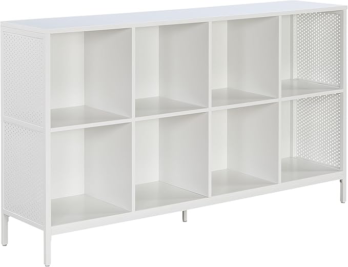 OSP Home Furnishings Ace Contemporary Modern Storage Cube Bookcase, 8 Cubes, White Finish - LeafyLoom