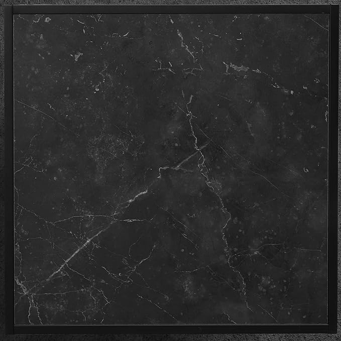 SAYGOER Black Coffee Table Small Square Coffee Table Simple Modern Center Table for Living Room Home Office 27.6 * 27.6 * 15.7Inch Easy Assembly, Black Faux Marble Top with Metal Frame - LeafyLoom