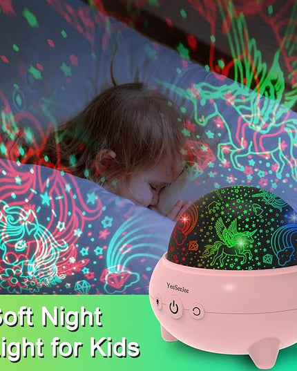 Unicorns Gifts for Girls,Unicorn Toys for Girls,Gifts for 4 Year Old Girl,Toys for 5 Year Old Girls, Unicorn Star Projection Night Light,360° Rotating 9 Lights,Gifts for Kids Girls Toys - LeafyLoom