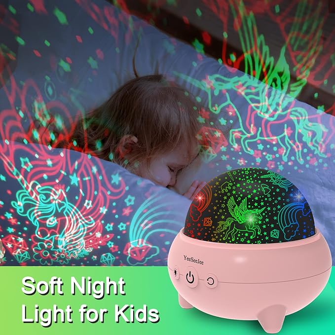 Unicorns Gifts for Girls,Unicorn Toys for Girls,Gifts for 4 Year Old Girl,Toys for 5 Year Old Girls, Unicorn Star Projection Night Light,360° Rotating 9 Lights,Gifts for Kids Girls Toys - LeafyLoom