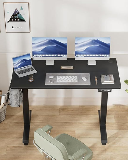 Electric Standing Desk 48 Inch, Ergonomic Height Adjustable Table with T-Shaped Metal Bracket Modern Computer Workstations for Home Office, Black, 48 x 24 Inch - LeafyLoom