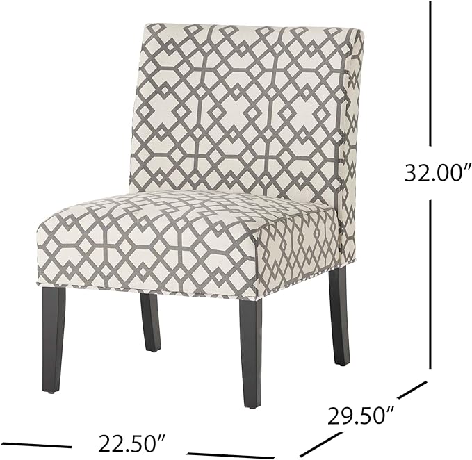 Christopher Knight Home Kassi Fabric Accent Chair, Grey Geometric Patterned - LeafyLoom