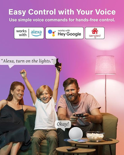 Sengled G2 Smart Light Bulbs That Compatible with Alexa & Google Assistant, Wi-Fi & Bluetooth LED Light Bulbs Dimmable, Led Bulbs 5000K Daylight, No Hub Required, 60W Equiv. 800LM CRI>90, 4 Pack Sengled