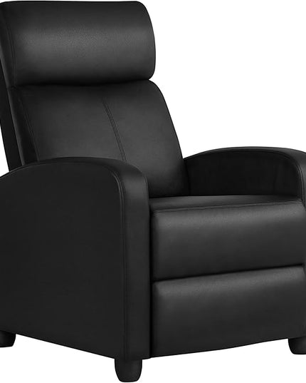 Yaheetech Recliner Chair PU Leather Recliner Sofa Home Theater Seating with Lumbar Support Overstuffed High-Density Sponge Push Back Recliners Armchair for Living Room - LeafyLoom