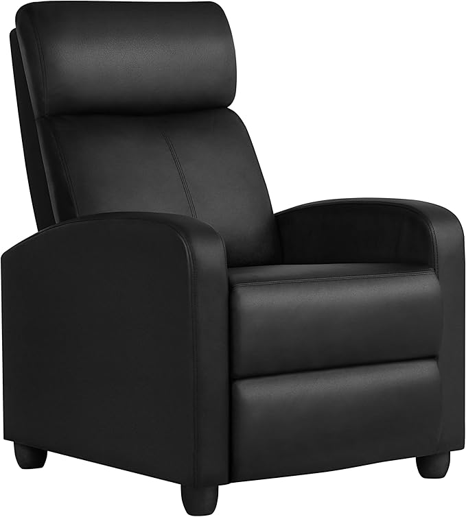 Yaheetech Recliner Chair PU Leather Recliner Sofa Home Theater Seating with Lumbar Support Overstuffed High-Density Sponge Push Back Recliners Armchair for Living Room - LeafyLoom