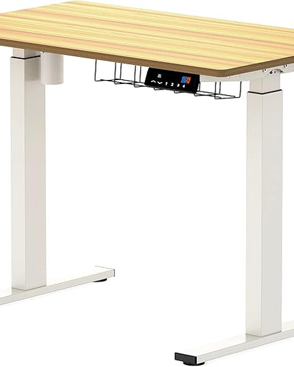 SHW Memory Preset Electric Height Adjustable Standing Desk, 40 x 24 Inches, Oak - LeafyLoom