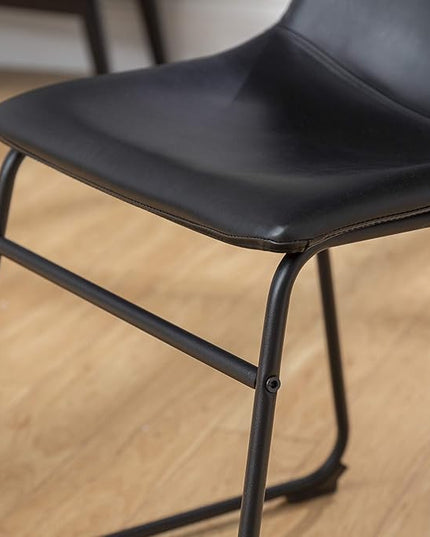 Walker Edison Douglas Urban Industrial Faux Leather Armless Dining Chairs, Set of 2, Black - LeafyLoom