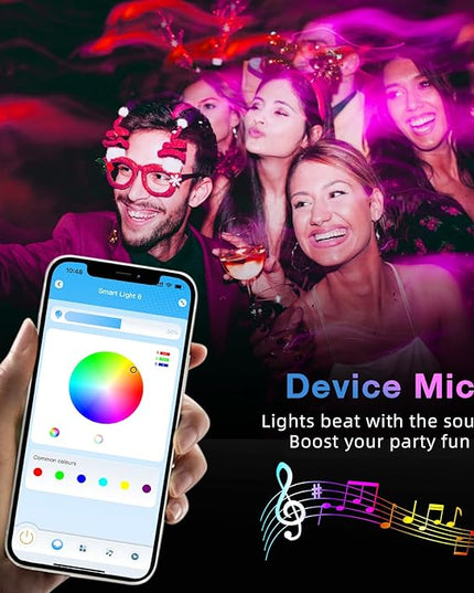 TJOY 50ft Bluetooth LED Strip Lights, Music Sync 5050 LED Light Strip RGB Color Changing LED Lights Strip with Phone Remote, LED Lights for Bedroom Kitchen TV Party TIKTOK DIY (APP+Remote +Mic) TJOY