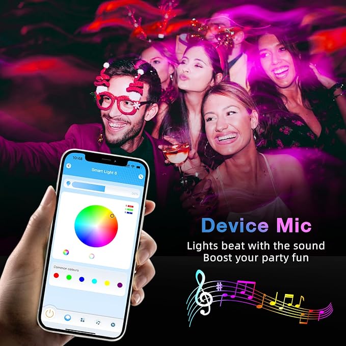TJOY 50ft Bluetooth LED Strip Lights, Music Sync 5050 LED Light Strip RGB Color Changing LED Lights Strip with Phone Remote, LED Lights for Bedroom Kitchen TV Party TIKTOK DIY (APP+Remote +Mic) TJOY