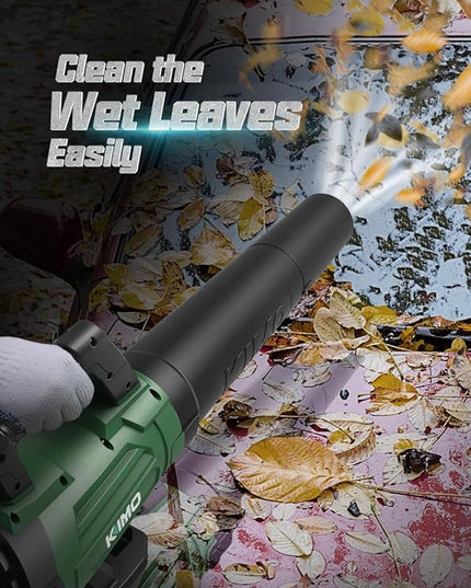 KIMO Cordless Leaf Blower - 400CFM Battery-Powered Blower for Blowing Wet Leaves, Snow Debris and Dust, 20V Electric Leaf Blower with Battery ＆ Charger for Lawn Care Garden Yard Work Around The House - LeafyLoom