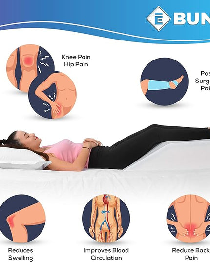 Ebung Leg Elevation Pillow with Memory Foam & Cooling Gel - Elevated Leg Pillows for Sleeping, Blood Circulation, Leg Swelling Relief, and Sciatica Pain Relief - Pillow for Back Pain and Pregnancy - LeafyLoom