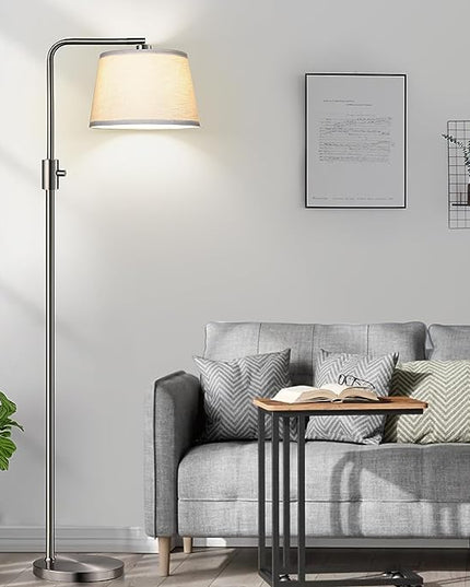 【Upgraded】 Dimmable 1000 Lumens LED Edison Bulb Included, Brushed Nickel Arc Floor Lamps Modern Standing Lamp Tall Lamps for Living Room Bedroom - LeafyLoom