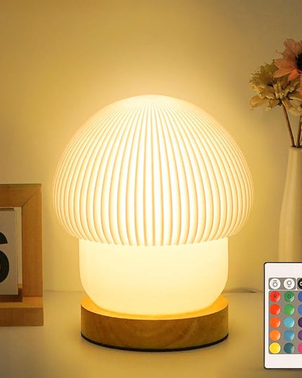 16 Colors Mushroom Lamp Night Light, Elegant 3D Printed Table Lamp with LED, Remote Control Desk Lamp Perfect for Bedroom, Living Room Decor, Great Gift for Women kids, Teens (H:7.1 inches) - LeafyLoom