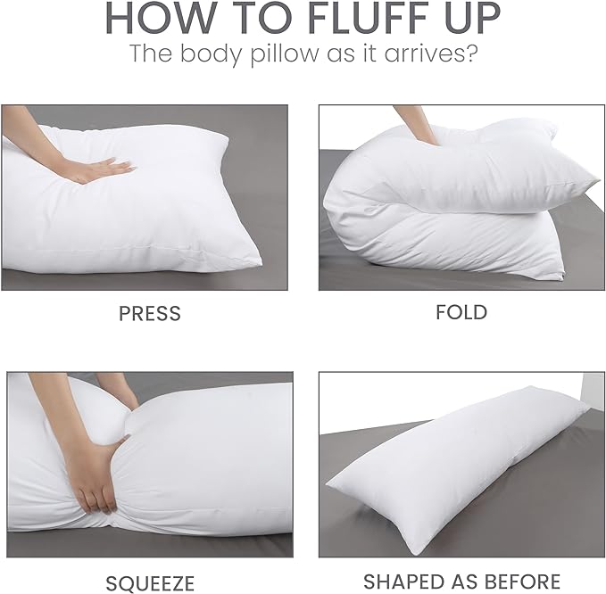 Utopia Bedding Full Body Pillow for Adults (White, 20 x 54 Inch), Long Pillow for Sleeping, Large Pillow Insert for Side Sleepers - LeafyLoom