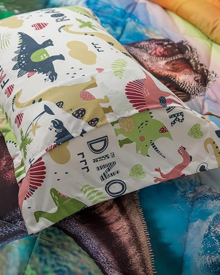 ADASMILE A & S Dinosaur Comforter Set Twin for Boys Dinosaur Twin Bedding Set for Kids 6 Pieces Dinosaur Comforter Set with Sheets Bed in A Bag T-Rex Dinosaur Comforter and Sheets Set for Home Decor - LeafyLoom