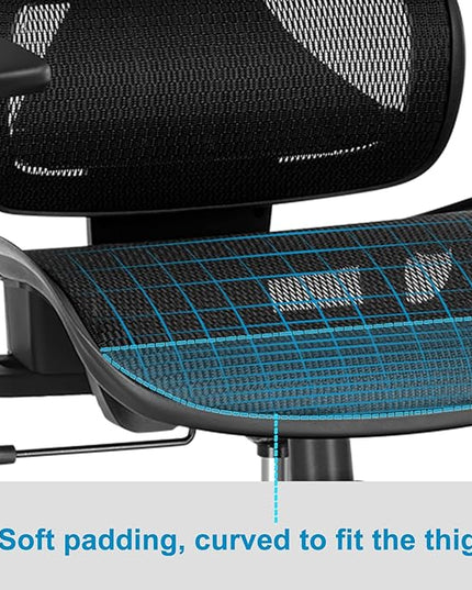 GABRYLLY Ergonomic Office chair with Lumbar Support, Big and Tall Mesh Chairs with Adjustable 3D Arms, Headrest & Soft Seat, Large Desk Chair for Home Gaming,Black - LeafyLoom