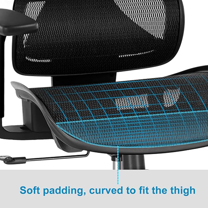 GABRYLLY Ergonomic Office chair with Lumbar Support, Big and Tall Mesh Chairs with Adjustable 3D Arms, Headrest & Soft Seat, Large Desk Chair for Home Gaming,Black - LeafyLoom