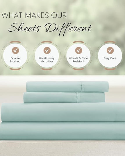 Linen Market Bed Sheets for Full Size Bed (Aqua) - Sleep Better Than Ever with These Soft and Cooling Full Sheets - Deep Pocket Fits 16" Thick Beds - 4 Piece Full Sheet Set - LeafyLoom