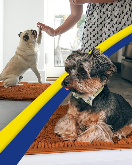 Muddy Mat® Shown on TV – Super Absorbent Microfiber Dog Door Mat for Muddy Paws, Non-Slip Washable Pet Rug, Quick Dry Chenille Entryway Carpet, Machine Washable Indoor Outdoor mat, Orange 28"x18" MuddyMat