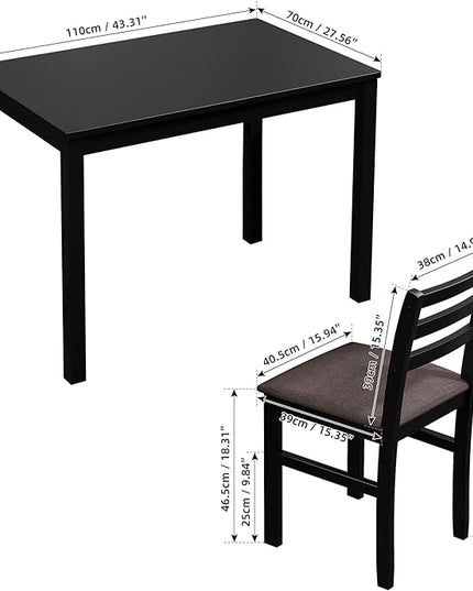 NicBex Dining Room Table Set for 4 Kitchen Table and Chairs 5Pcs Stylish Dining Table Set 4 Upholstered Chairs with Ladder Back Design for Dining Room Kitchen, Brown Oak - LeafyLoom