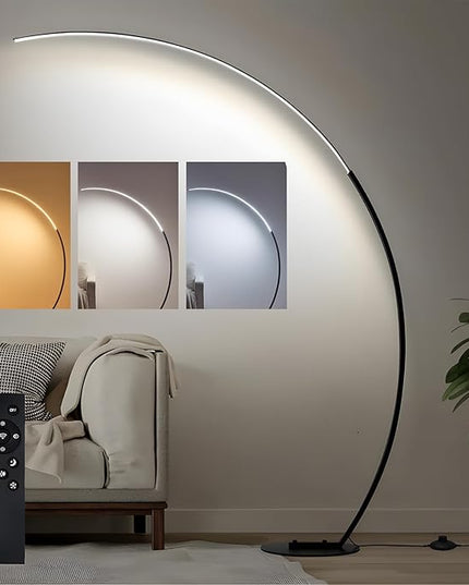 LED Floor Lamp with 3 Color Temperatures, Arc Floor Lamps Modern Standing Tall Lamp with Remote Control Reading Floor Lamp for Bedroom Office Classroom - LeafyLoom