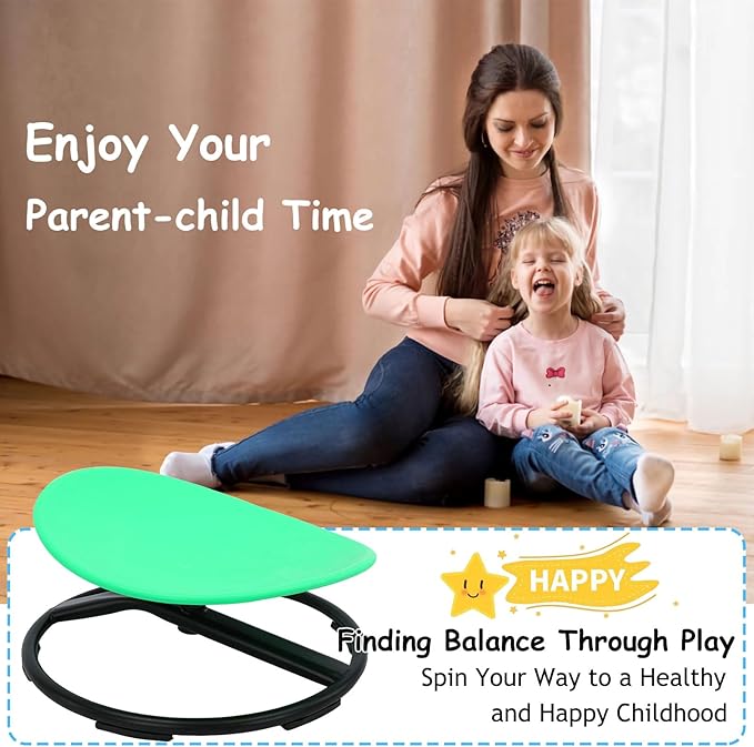 Sit and Spin Spinning Chair for Kids,Kids Swivel Sensory Chair,Sensory Spin Chair Seat Activity Toy for Kids,Training Body Coordination,Metal Base Non-Slip Wobble Chair Sitting Comfortably - LeafyLoom