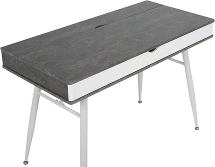 Calico Designs 51252 Alcove Modern Large Split Drawer in White/Cement Gray Desk with Storage, White/Cement Gray, White/Cement Gray - LeafyLoom